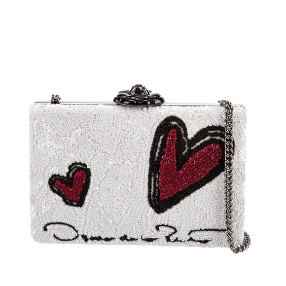 Oscar de La Renta Sequin Heart Crossbody Clutch